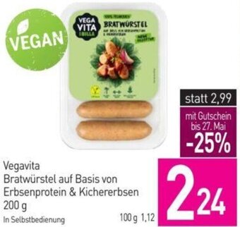 Sutterlüty Vegavita Bratwürstel auf Basis von Erbsenprotein & Kichererbsen 200 g Angebot