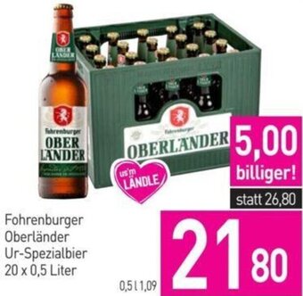 Sutterlüty Fohrenburger Oberländer Ur-Spezialbier 20 x 0,5 Liter Angebot