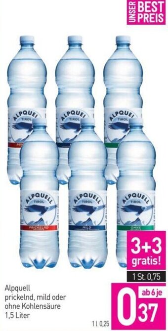 Sutterlüty Alpquell prickelnd, mild oder ohne Kohlensäure 1,5 Liter Angebot