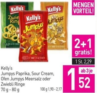 Sutterlüty Kelly's Jumpys Paprika, Sour Cream, Ofen Jumpys Meersalz oder Zwiebli Ringe 70 g - 80 g Angebot