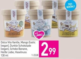 Sutterlüty Dolce Vita Vanille, Mango Exotic (vegan), Dunkle Schokolade (vegan), Schoko Banane, Heiße Liebe, Haselnuss 130 ml Angebot