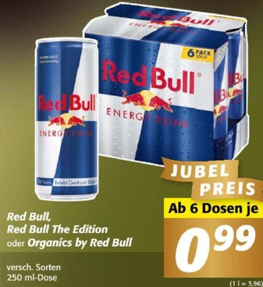 Nah&Frisch Red Bull Red Bull The Edition oder Organics by Red Bull 250 ml Angebot