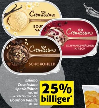 Nah&Frisch Eskimo Cremissimo Spezialitäten 900 ml versch. Sorten oder Bourbon Vanille 1.300 ml Angebot