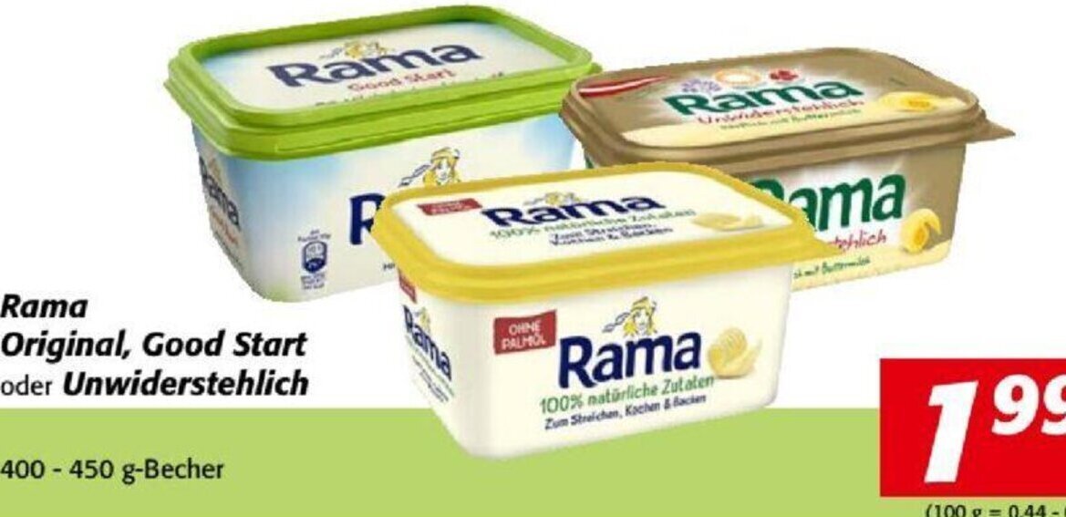 Nah&Frisch Rama Original, Good Start oder Unwiderstehlich 400 - 450 g-Becher Angebot