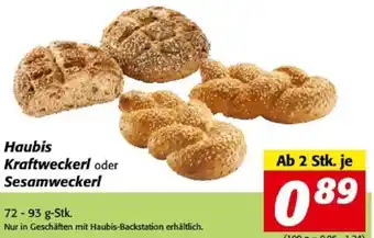 Nah&Frisch Haubis Kraftweckerl oder Sesamweckerl 72-93 g-Stk. Angebot