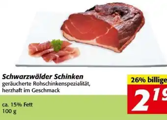 Nah&Frisch Schwarzwälder Schinken geräucherte Rohschinkenspezialität, herzhaft im Geschmack ca. 15% Fett 100 g Angebot