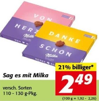 Nah&Frisch Sag es mit Milka versch. Sorten 110-130 g-Pkg. Angebot