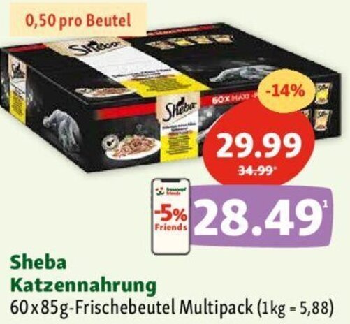 Fressnapf Sheba Katzennahrung 60x85g-Frischebeutel Multipack Angebot
