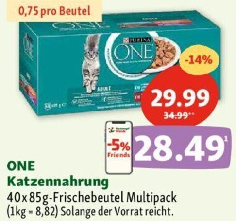 Fressnapf ONE Katzennahrung 40x85g-Frischebeutel Multipack Angebot