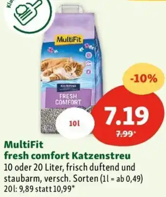 Fressnapf MultiFit fresh comfort Katzenstreu 10 oder 20 Liter, frisch duftend und staubarm, versch. Sorten Angebot