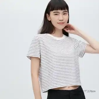 UNIQLO Slub jersey cropped striped short sleeved t-shirt Angebot