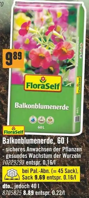 Hornbach FloraSelf Balkonblumenerde, 60 L Angebot