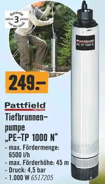 Hornbach Pattfield Tiefbrunnen- pumpe ,,PE-TP 1000 N Angebot