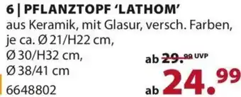 Dehner PFLANZTOPF 'LATHOM' aus Keramik, mit Glasur, versch. Farben, Angebot