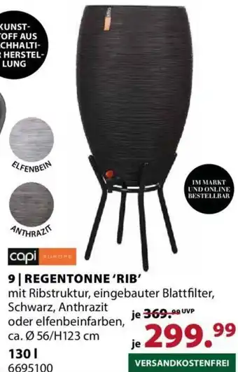 Dehner 9| REGENTONNE'RIB' ca. Ø 56/H123 cm Angebot