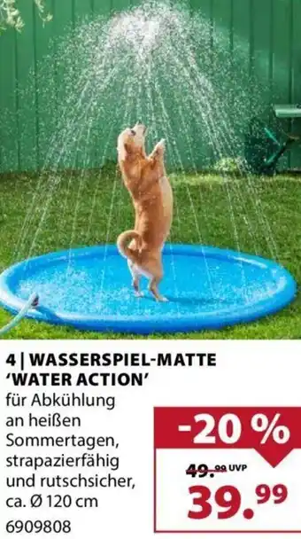 Dehner 4|WASSERSPIEL-MATTE 'WATER ACTION' für Abkühlung an heißen Sommertagen, strapazierfähig und rutschsicher, ca. Ø 120 cm Angebot