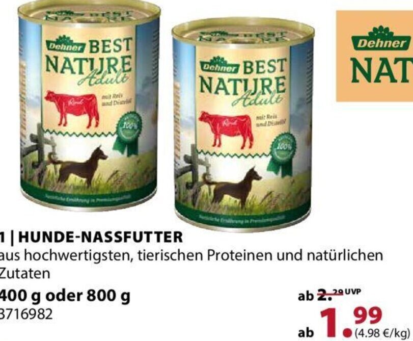 Dehner HUNDE-NASSFUTTER 400 g oder 800 g Angebot