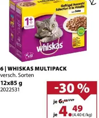 Dehner WHISKAS MULTIPACK versch. Sorten 12x85 g Angebot