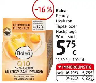 dm Balea Beauty Hyaluron Tages- oder Nachpflege 50 ml, sort. Angebot
