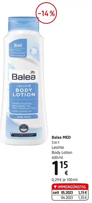 dm Balea MED 3 in 1 Leichte Body Lotion 400 ml Angebot