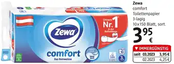 dm Zewa comfort Toilettenpapier 3-lagig 10x150 Blatt, sort. Angebot