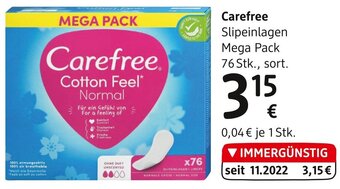 dm Carefree Slipeinlagen Mega Pack 76 Stk., sort. Angebot