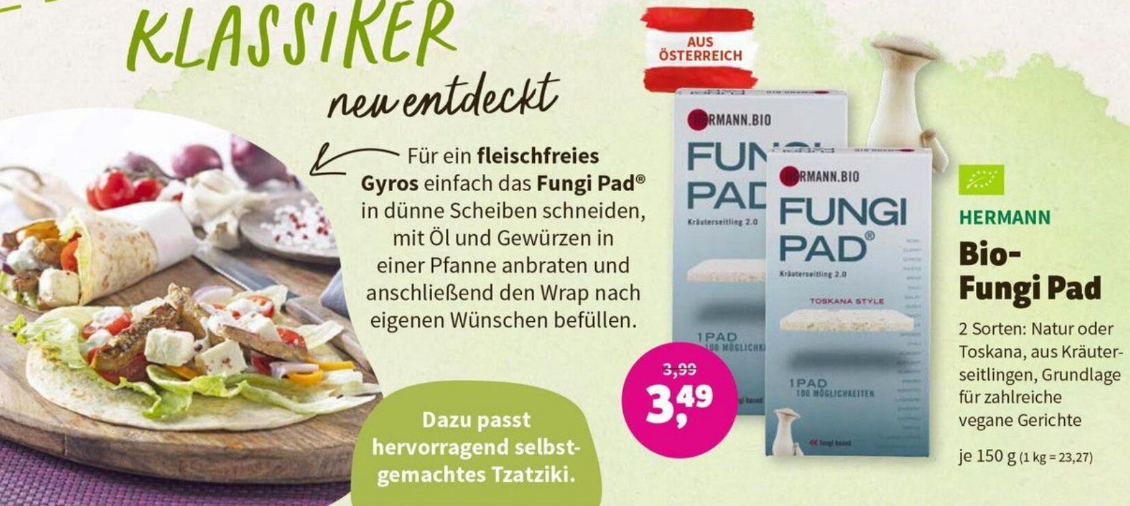 HERMANN Bio-Fungi Pad 150 g Angebot bei Denn's Biomarkt
