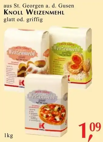 aus St. Georgen a. d. Gusen KNOLL WEIZENMEHL glatt od. griffig 1 kg