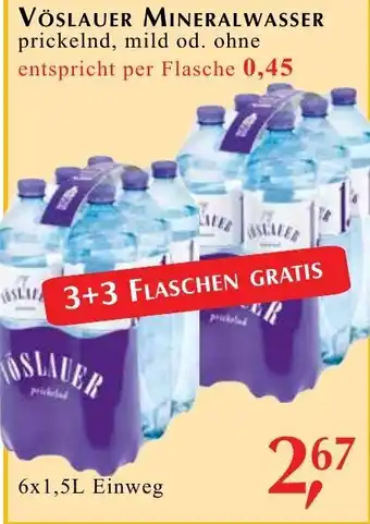 Winkler Markt VÖSLAUER MINERALWASSER prickelnd, mild od. ohne 6x1,5L Einweg Angebot