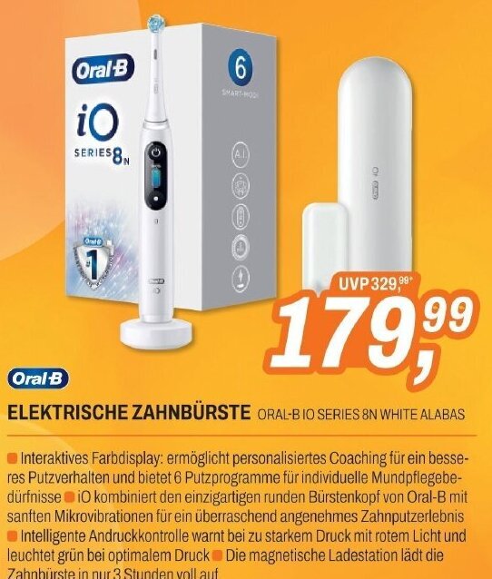 ETech Oral B ELEKTRISCHE ZAHNBÜRSTE ORAL-BIO SERIES 8N WHITE ALABAS Angebot