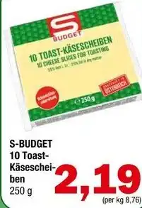 Spar S-BUDGET 10 Toast-Käseschei-ben 250 g Angebot