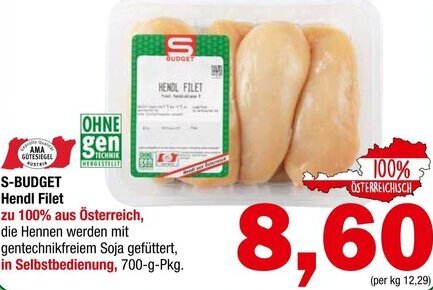 Spar S-BUDGET Hendl Filet 700 g Angebot