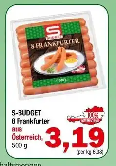 Spar S-BUDGET 8 Frankfurter 500 g Angebot