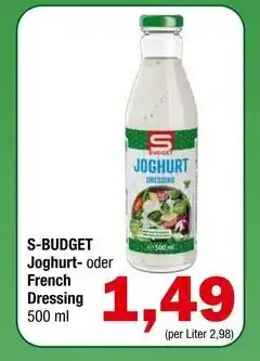 Spar S-BUDGET Joghurt- oder French Dressing 500 ml Angebot