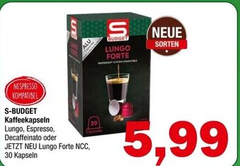 Spar S-BUDGET Kaffeekapseln Lungo, Espresso, Decaffeinato oder JETZT NEU Lungo Forte NCC, 30 Kapseln Angebot