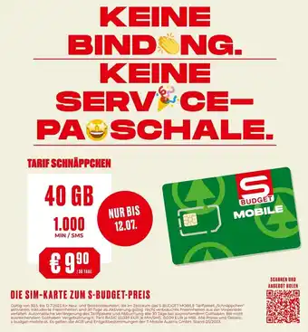 Spar DIE SIM-KARTE ZUM S-BUDGET-PREIS Angebot