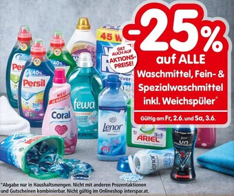 Interspar auf ALLE Waschmittel, Fein- & Spezialwaschmittel inkl. Weichspüler Angebot