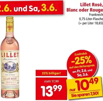 Interspar Lillet Rosé, Blanc oder Rouge 0,75 Liter Angebot