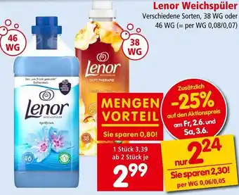 Interspar Lenor Weichspüler Verschiedene Sorten, 38 WG oder 46 WG oder Angebot