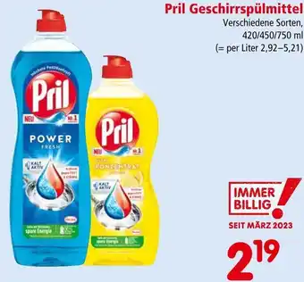 Interspar Pril Geschirrspülmittel Verschiedene Sorten, 420/450/750 ml Angebot
