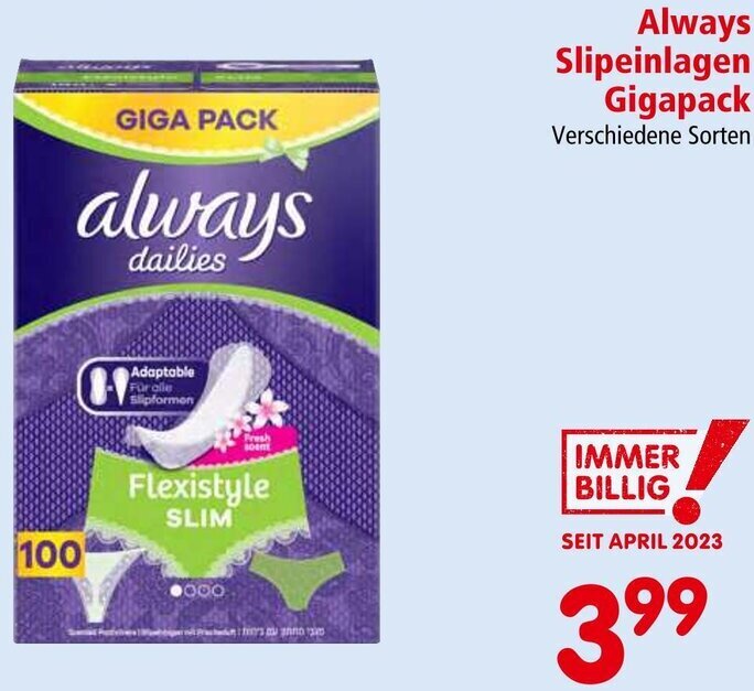 Interspar Always Slipeinlagen Gigapack Angebot