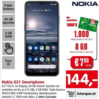 Interspar Nokia G21 Smartphone 6,5"/16,51 cm Display, 64 GB Angebot