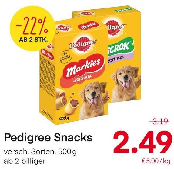MPreis Pedigree Snacks versch. Sorten, 500 g Angebot