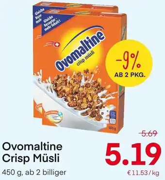 MPreis Ovomaltine Crisp Müsli 450 g Angebot