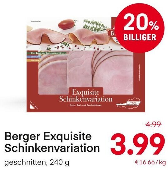 MPreis Berger Exquisite Schinkenvariation geschnitten, 240 g Angebot
