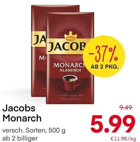 MPreis Jacobs Monarch versch. Sorten, 500 g Angebot