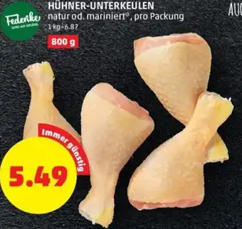 PENNY HÜHNER-UNTERKEULEN natur od. mariniert*, pro Packung 100 g Angebot