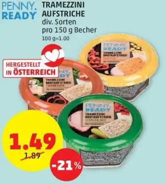 PENNY TRAMEZZINI AUFSTRICHE div. Sorten pro 150 g Becher Angebot