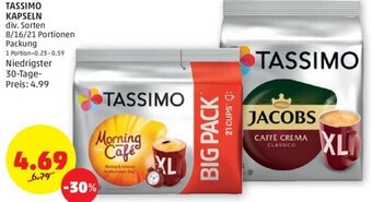 PENNY TASSIMO KAPSELN div. Sorten 8/16/21 Portionen Packung Angebot