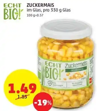 PENNY ZUCKERMAIS im Glas, pro 330 g Glas Angebot